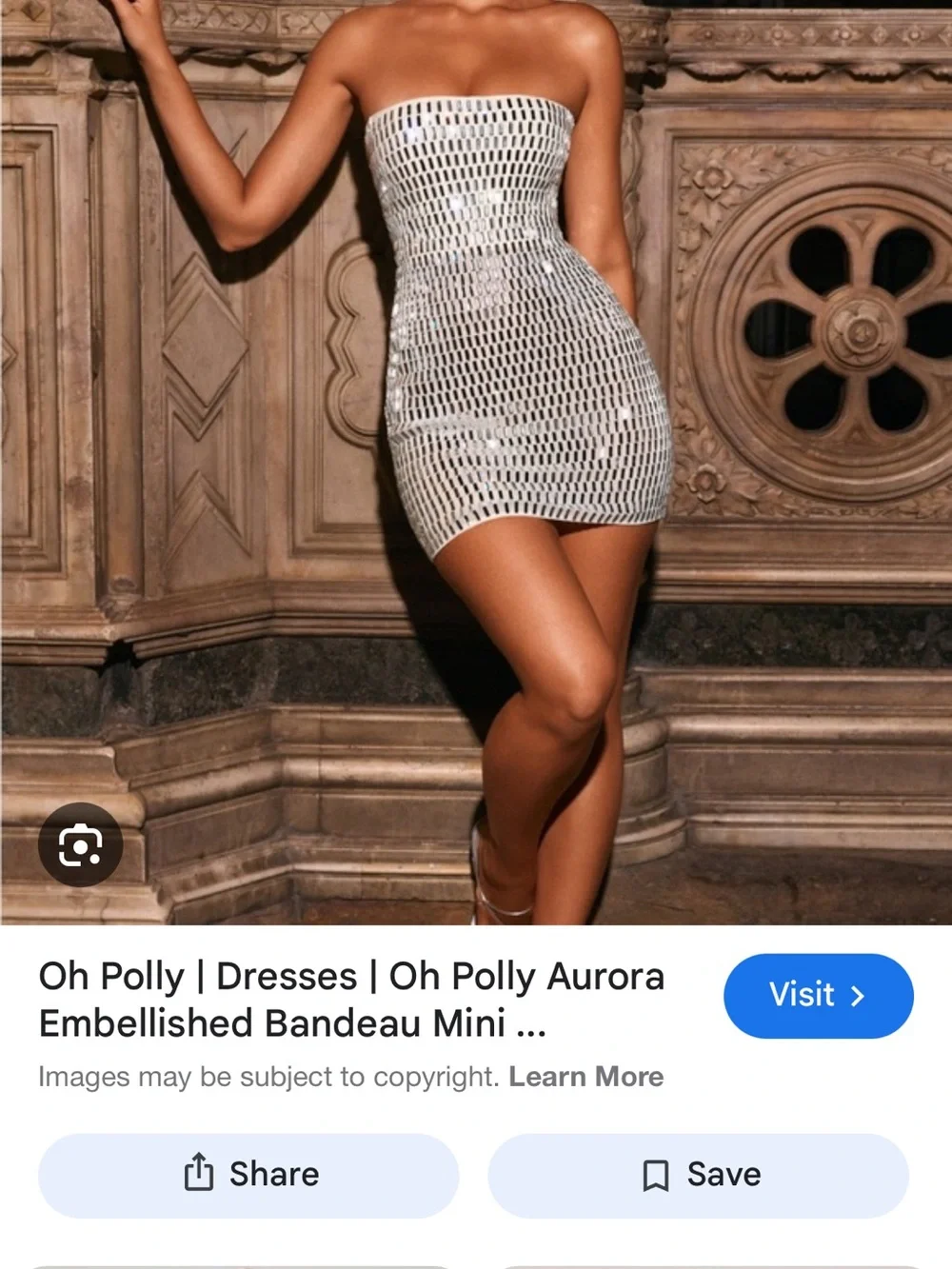 Oh Polly Aurora Sparkly Mini Dress in White - Picture 2 of 4